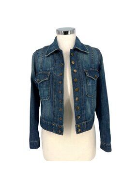 Current/Elliott The Snap Jacket Loved Blue Denim Size 1 Small